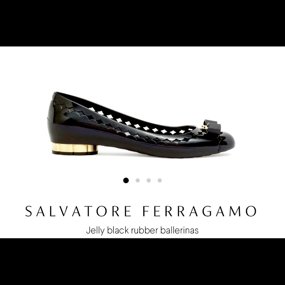 Salvatore Ferragamo Jelly Black Rubber Flats Sz 9